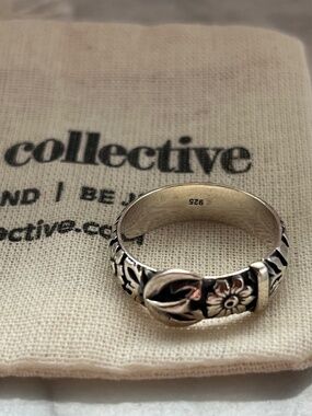 The Good Collective 925 Silver Victorian Style Buckle Flower Ring Sz. 8